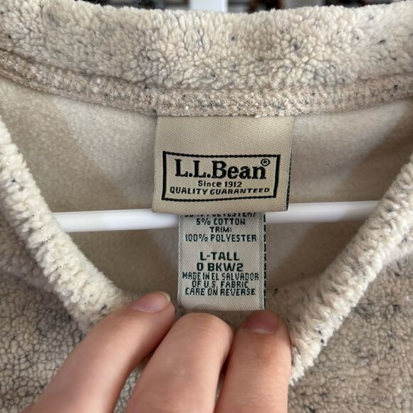 L.L. Bean Cream Crewneck Fleece Soft Knit Classic large tall - Picture 2 of 7